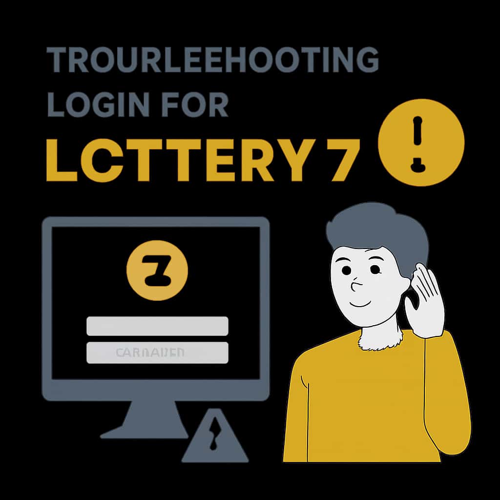 An illustration demonstrating common login troubleshooting steps for Lottery 7.