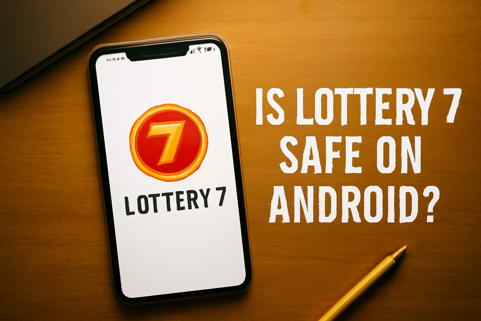 A graphical representation indicating the safety of Lottery 7 on Android devices.