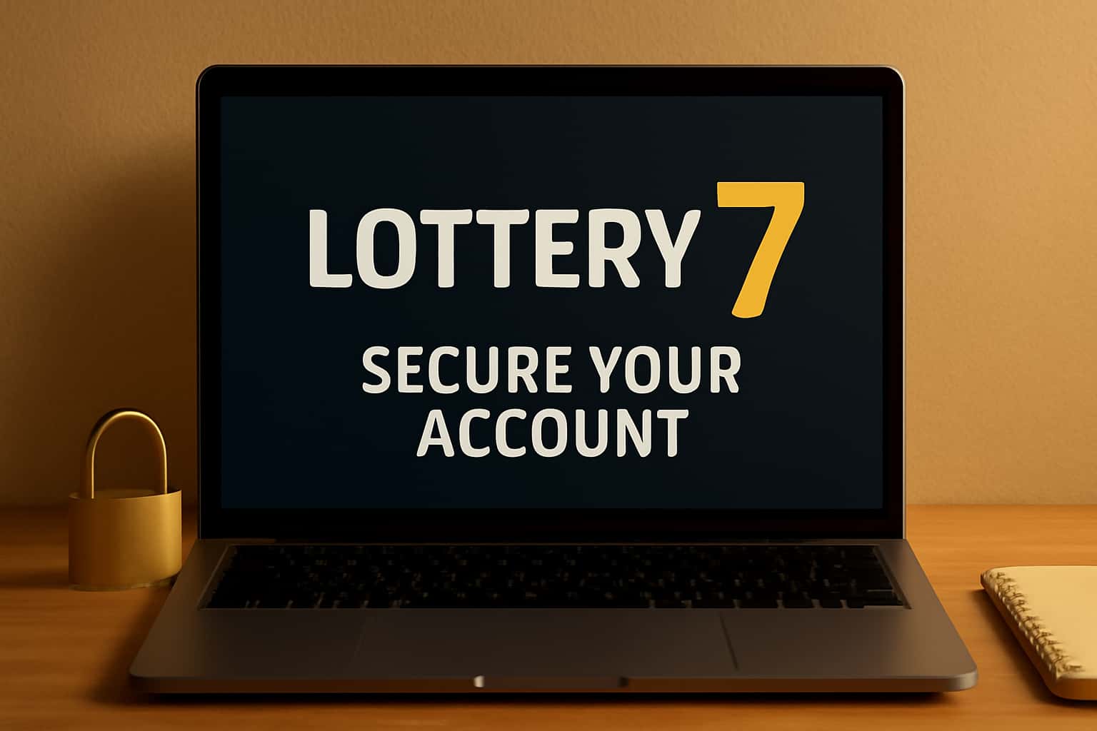 An informative graphic about securing Lottery 7 accounts, featuring a futuristic design and the text 'Lottery 7'.